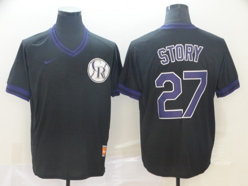 Men's Colorado Rockies Trevor Story #27 Black Baseball Jersey